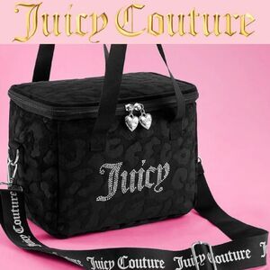 Juicy Couture Rhinestone Logo Embossed Leopord Velour Insulated Lunch Tote Bag